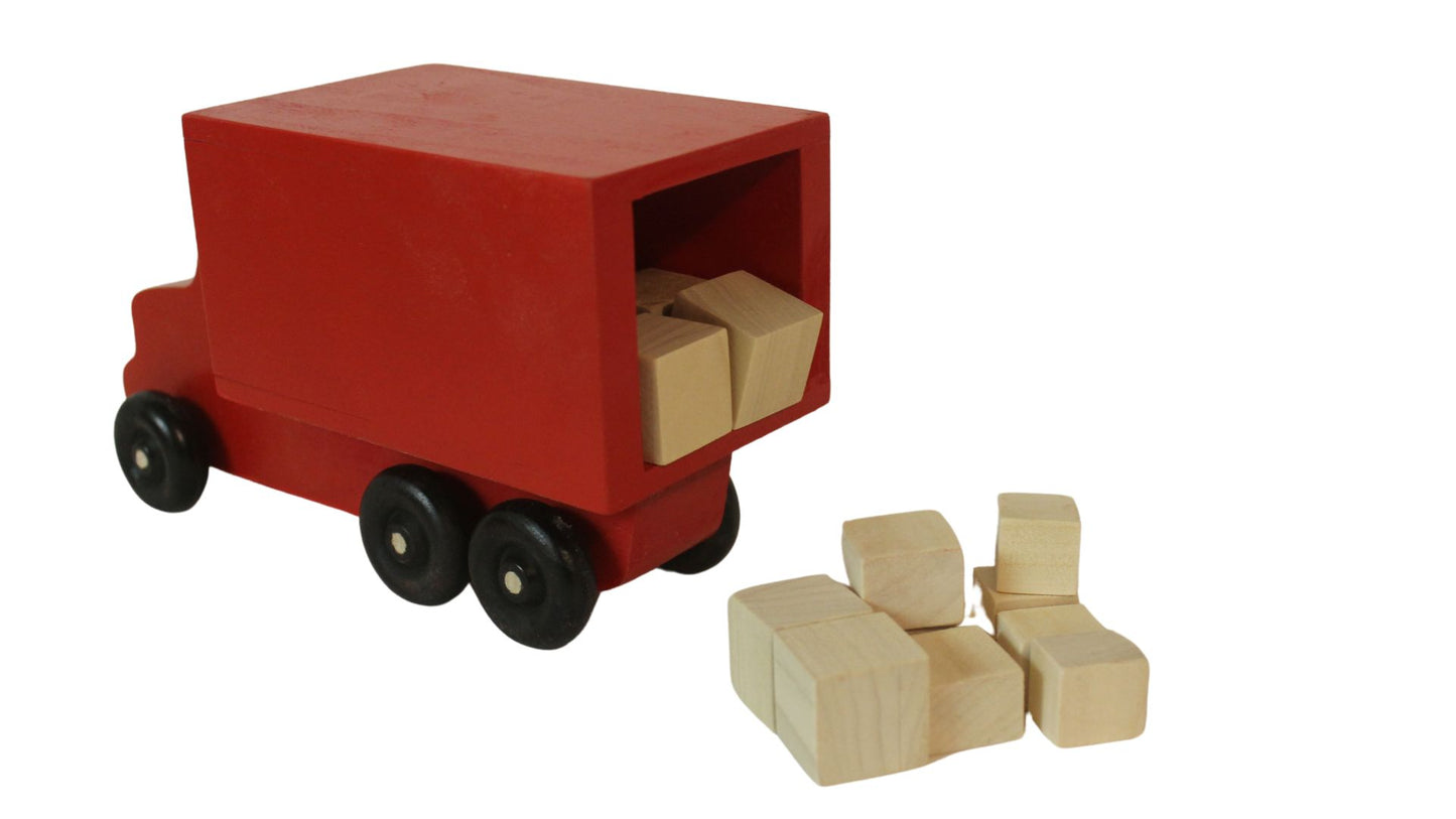 Wooden Moving Truck Toy: Solid Hardwood, Wood Block Packages
