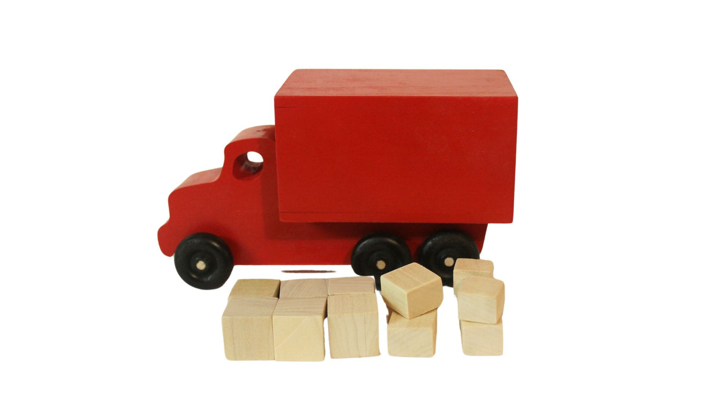 Wooden Moving Truck Toy: Solid Hardwood, Wood Block Packages
