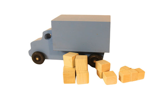Wooden Moving Truck Toy: Solid Hardwood, Wood Block Packages