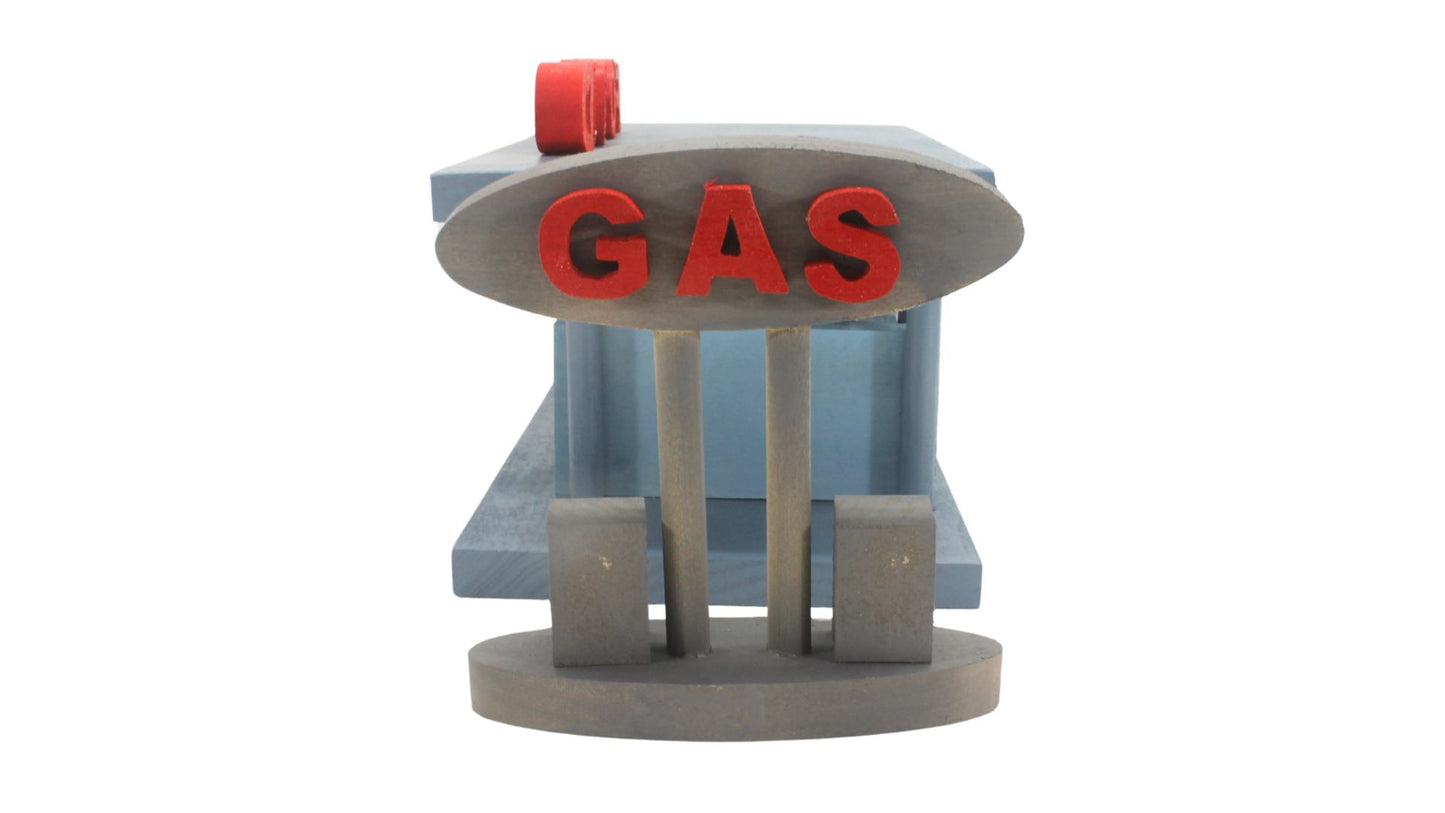 Handmade Wooden Toy Gas and Food Stop with VW Vehicles