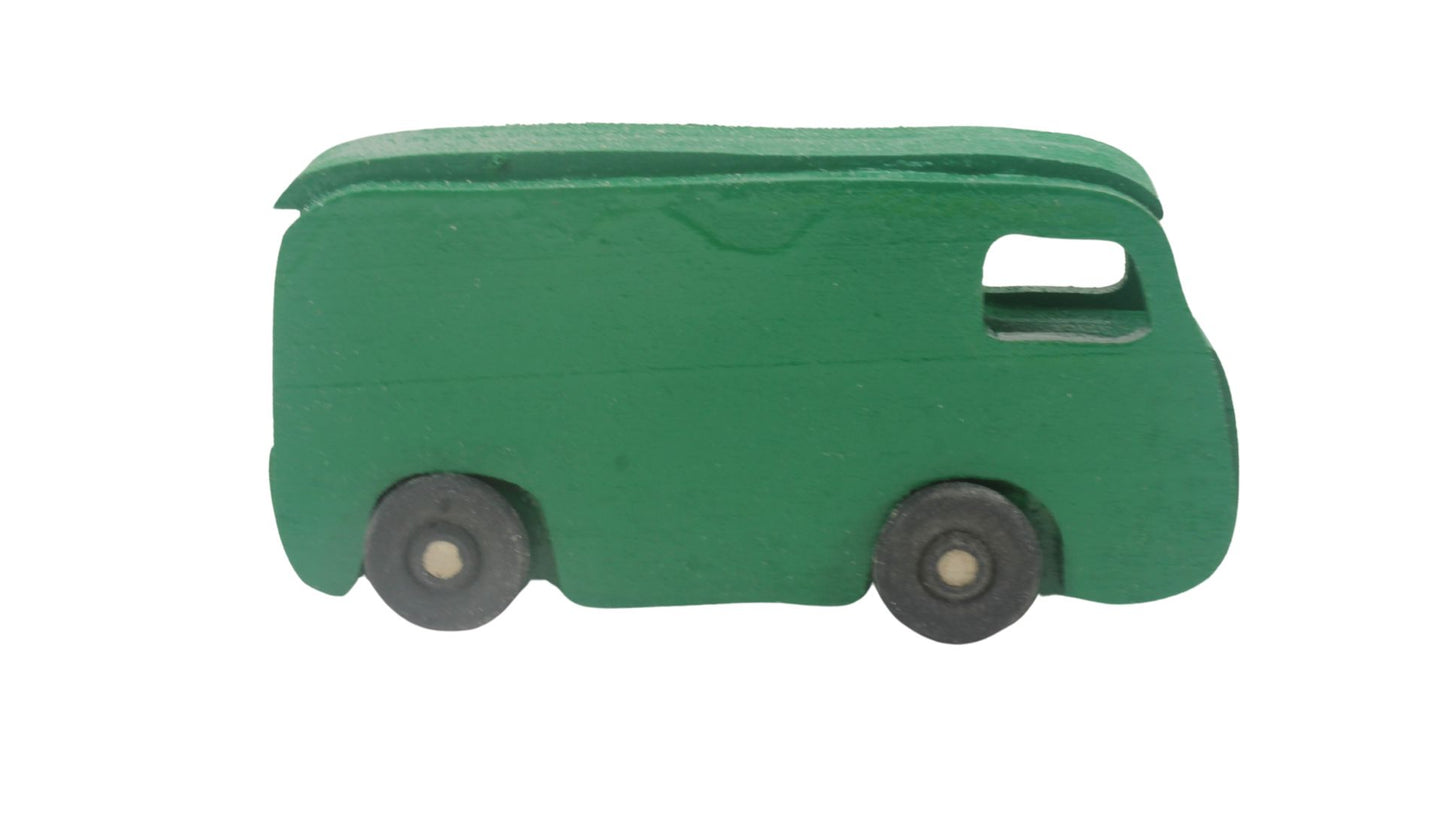 Handmade Wooden Toy Gas and Food Stop with VW Vehicles