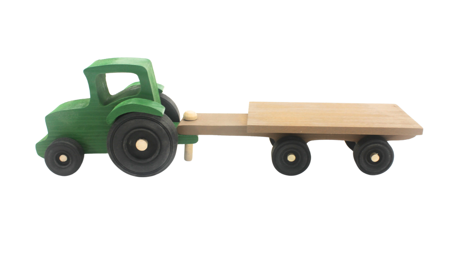 Wooden Toy Farm Set: Tractor, Wagon, Animals, and Fence