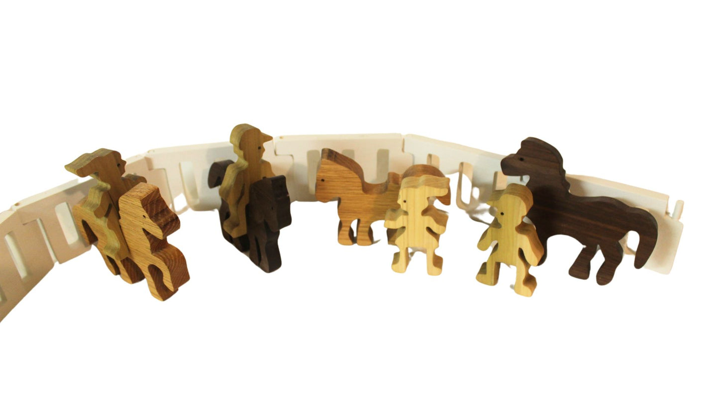 Wooden Toy Farm Set: Tractor, Wagon, Animals, and Fence