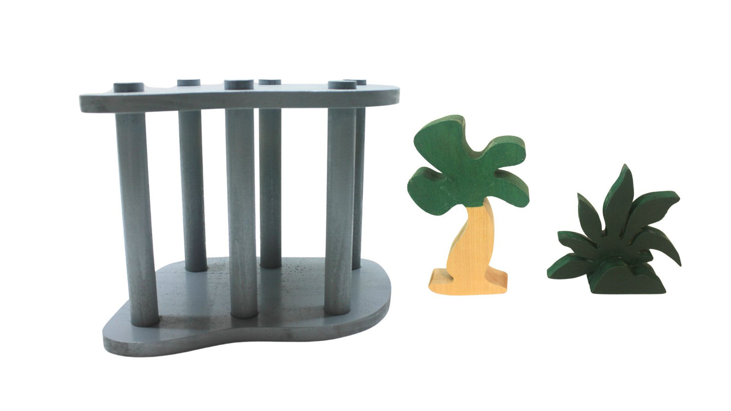 Handcrafted Wooden Toy Safari Set, Includes Vehicle, Figures, and Animals