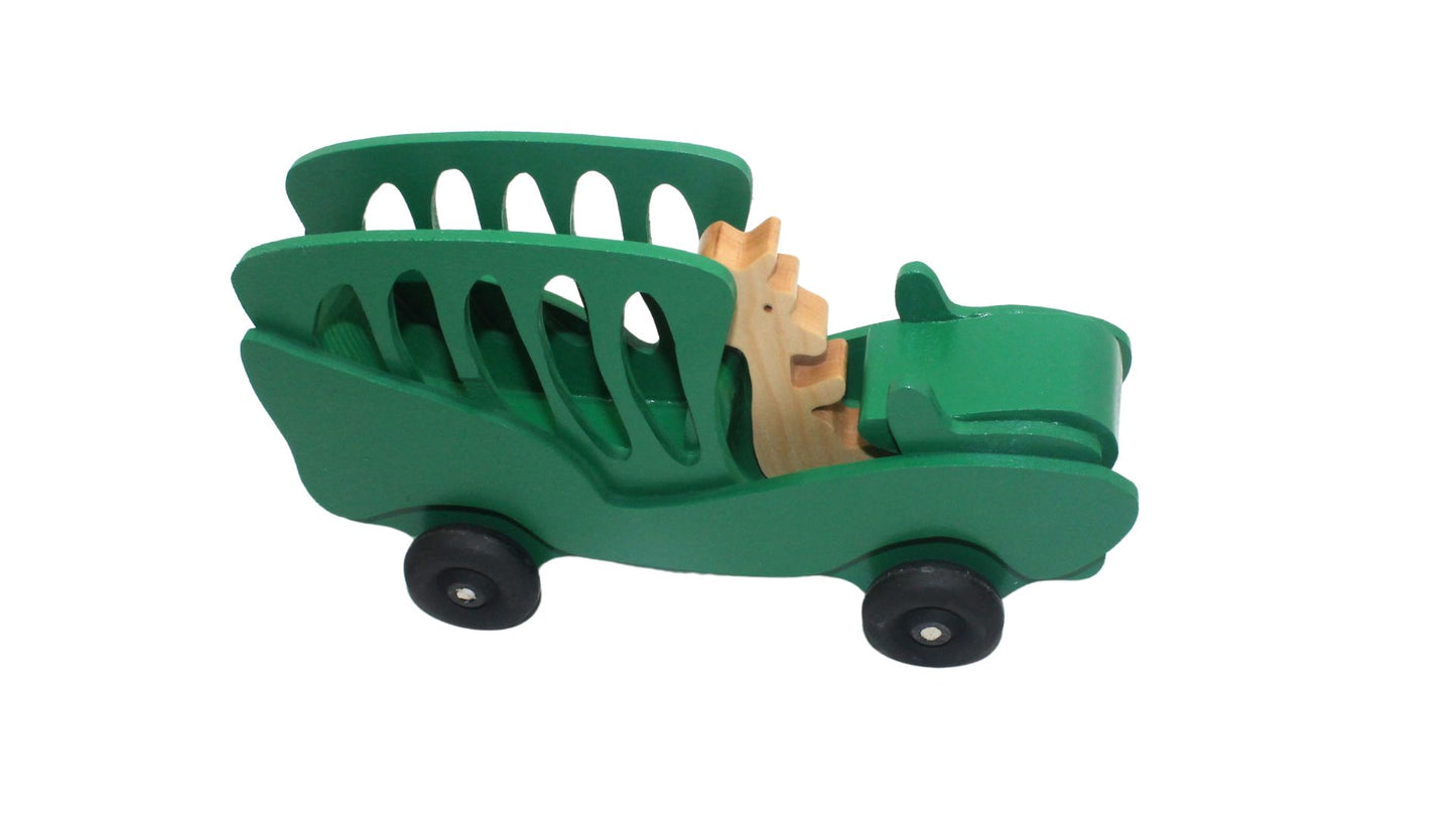 Handcrafted Wooden Toy Safari Set, Includes Vehicle, Figures, and Animals