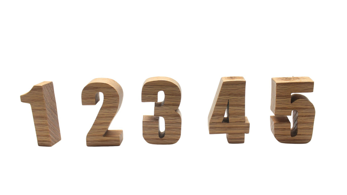 Wooden Number Set: Learning Tool in Oak or Unfinished Poplar