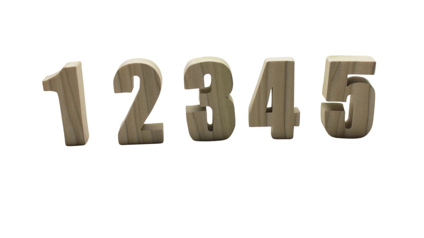 Wooden Number Set: Learning Tool in Oak or Unfinished Poplar