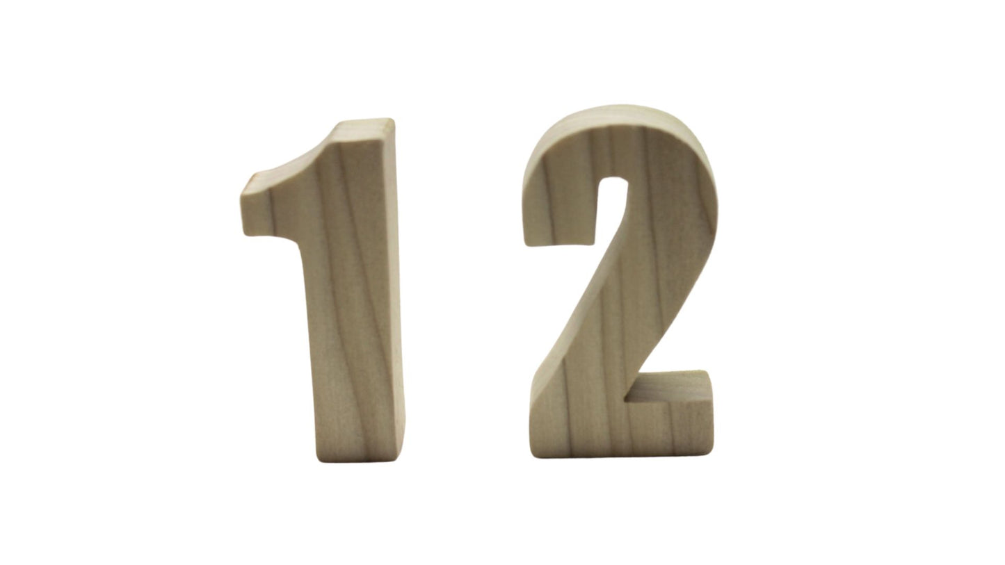 Wooden Number Set: Learning Tool in Oak or Unfinished Poplar