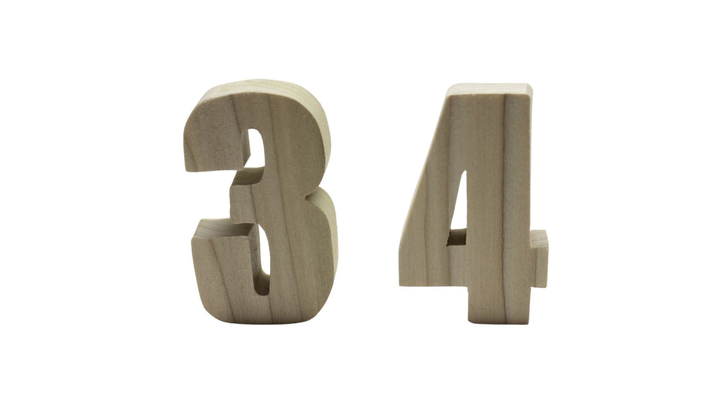 Wooden Number Set: Learning Tool in Oak or Unfinished Poplar