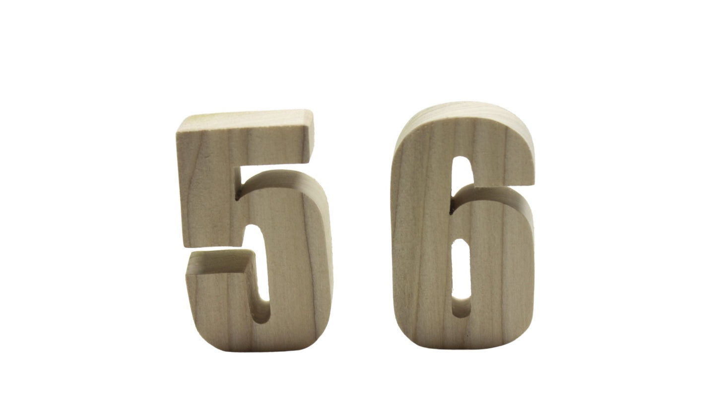 Wooden Number Set: Learning Tool in Oak or Unfinished Poplar