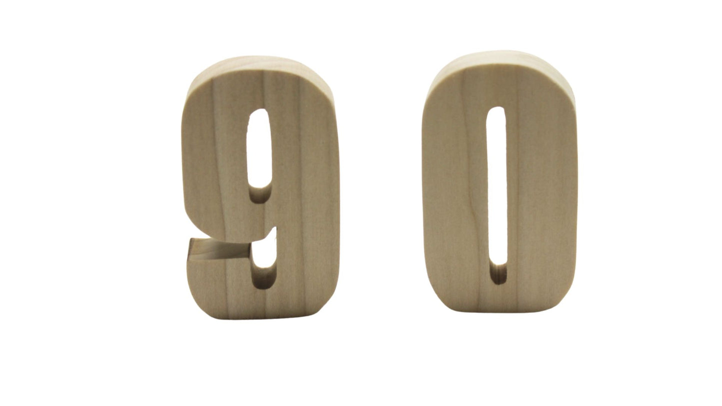 Wooden Number Set: Learning Tool in Oak or Unfinished Poplar