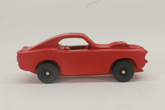 Handcrafted 1969 Mustang Fastback Model in Solid Hardwood. Choice of Red or Yellow