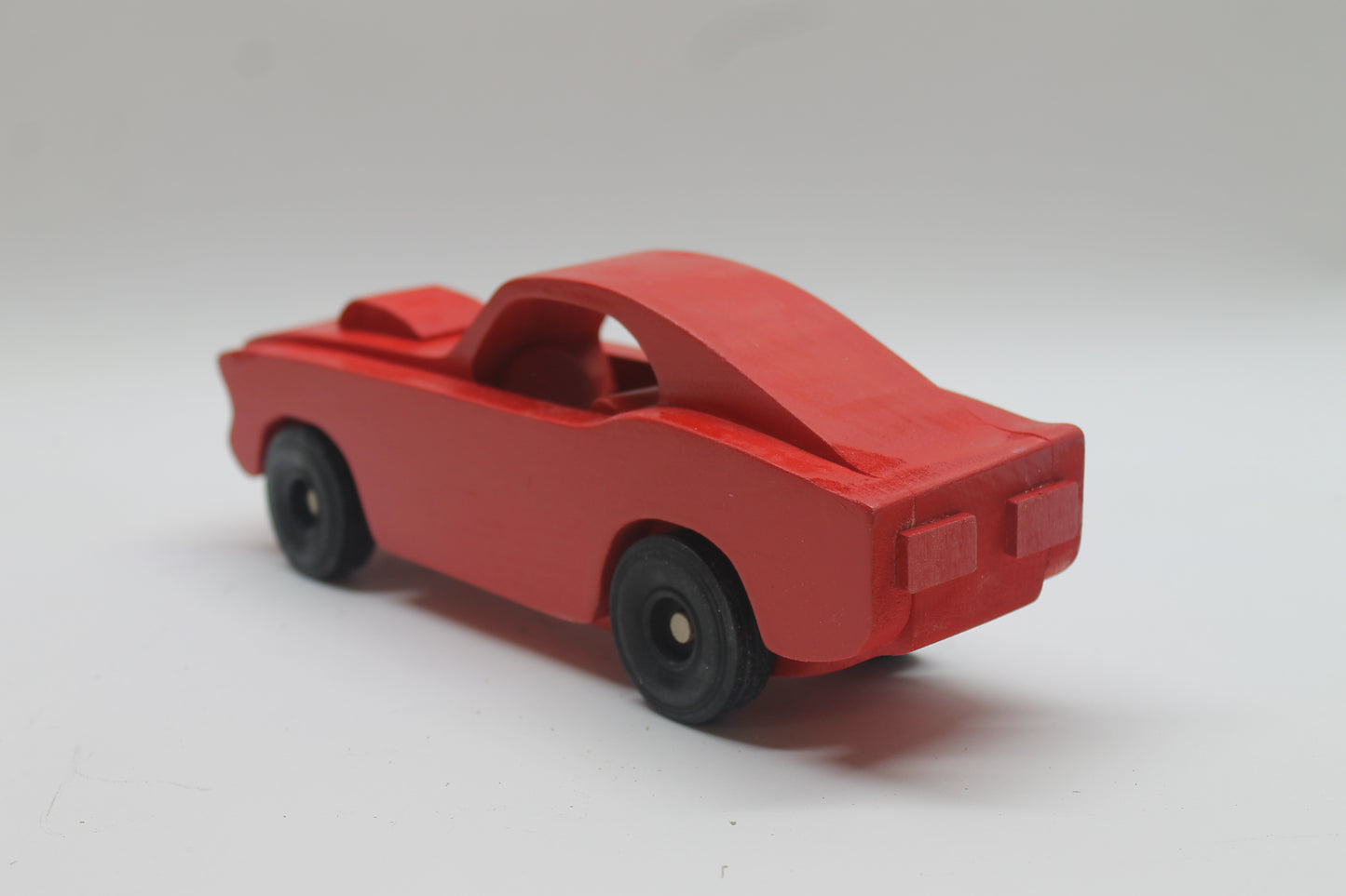 Handcrafted 1969 Mustang Fastback Model in Solid Hardwood. Choice of Red or Yellow