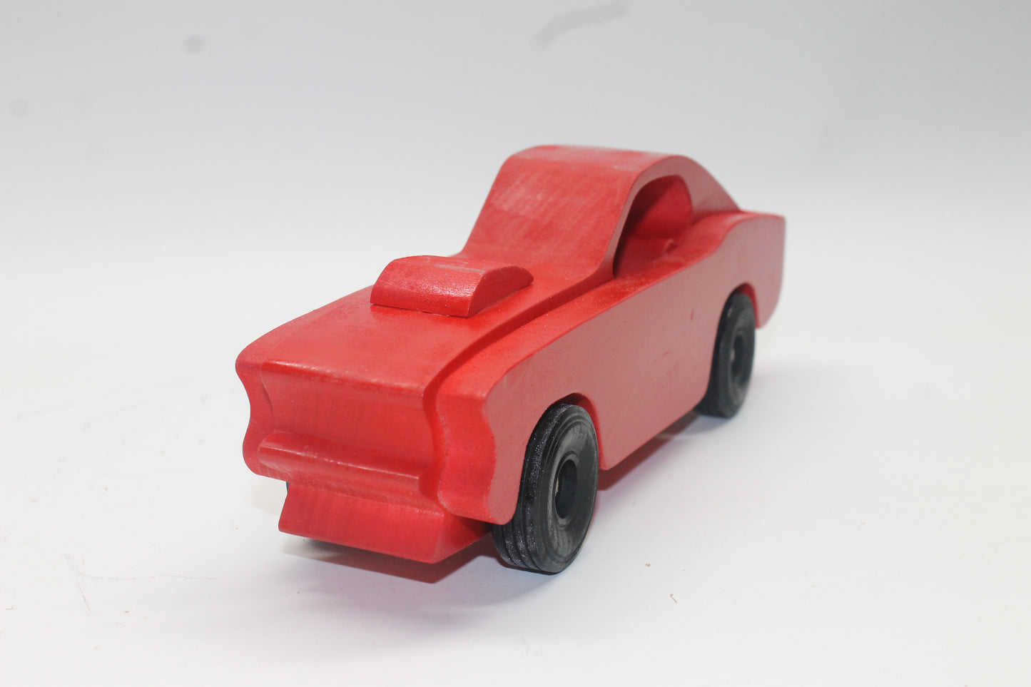 Handcrafted 1969 Mustang Fastback Model in Solid Hardwood. Choice of Red or Yellow