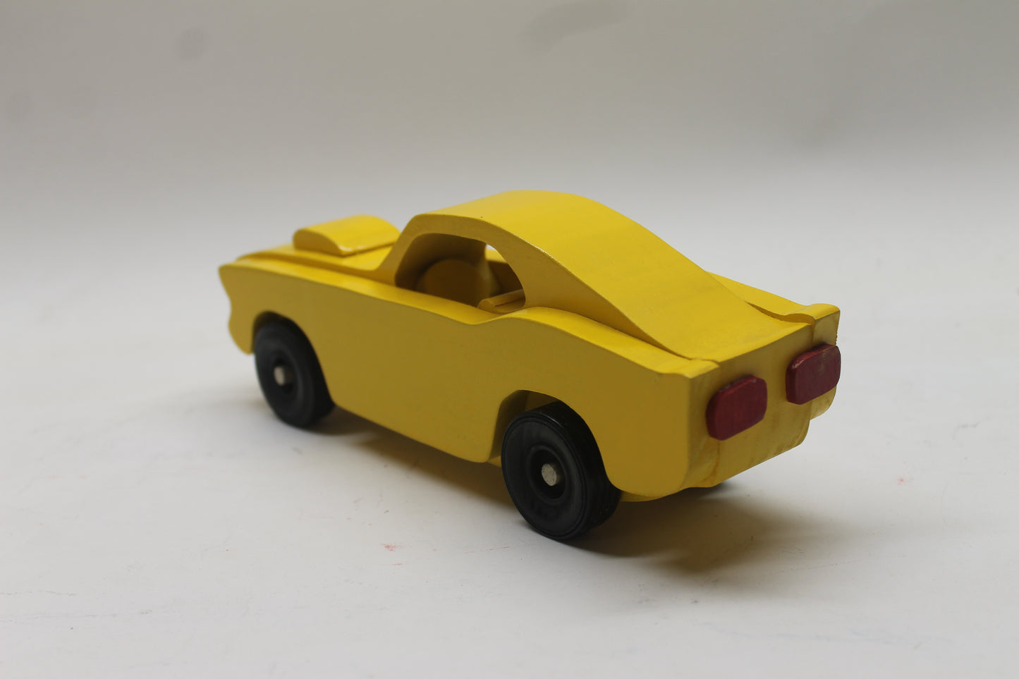 Handcrafted 1969 Mustang Fastback Model in Solid Hardwood. Choice of Red or Yellow