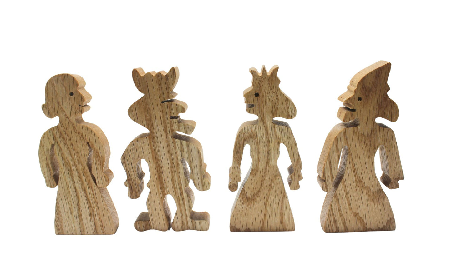 Wood Toy Castle with Take-Apart Walls, Dragons, Knights, Horses, and a Royal Family