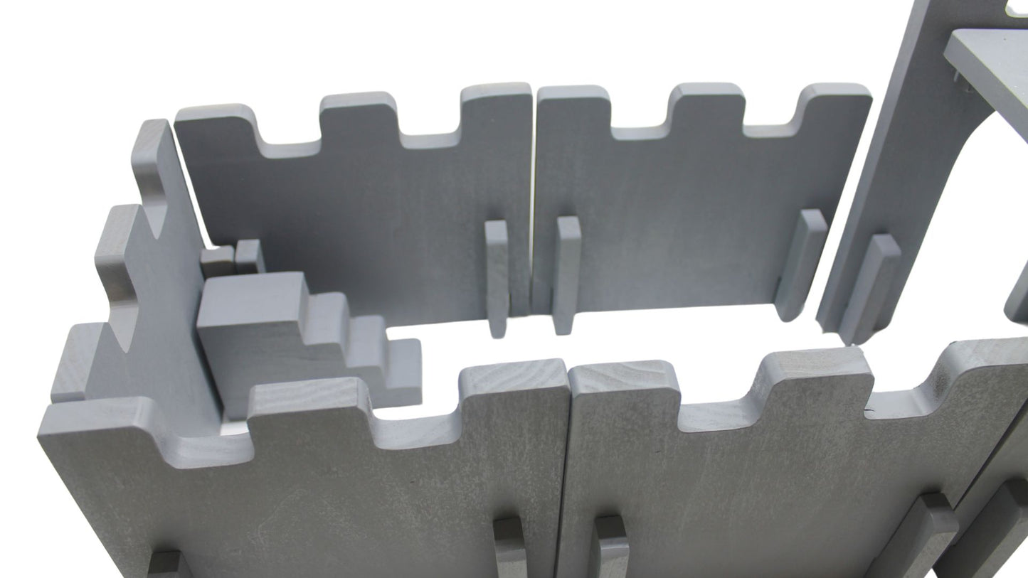 Wood Toy Castle with Take-Apart Walls, Dragons, Knights, Horses, and a Royal Family